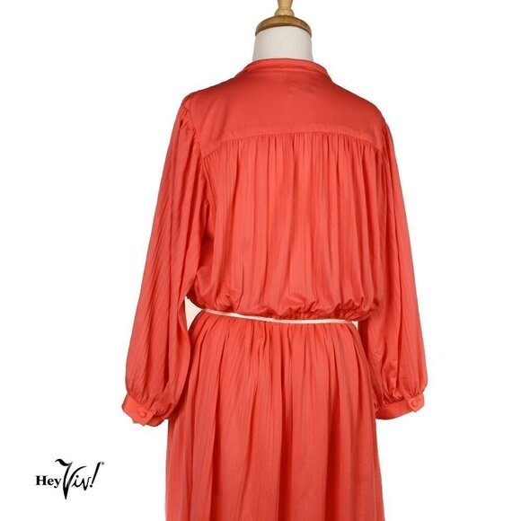 Vintage Peach Pink Pleated Dress Flowy Style Willi of California Sz XL - Hey Viv - Picture 5 of 6